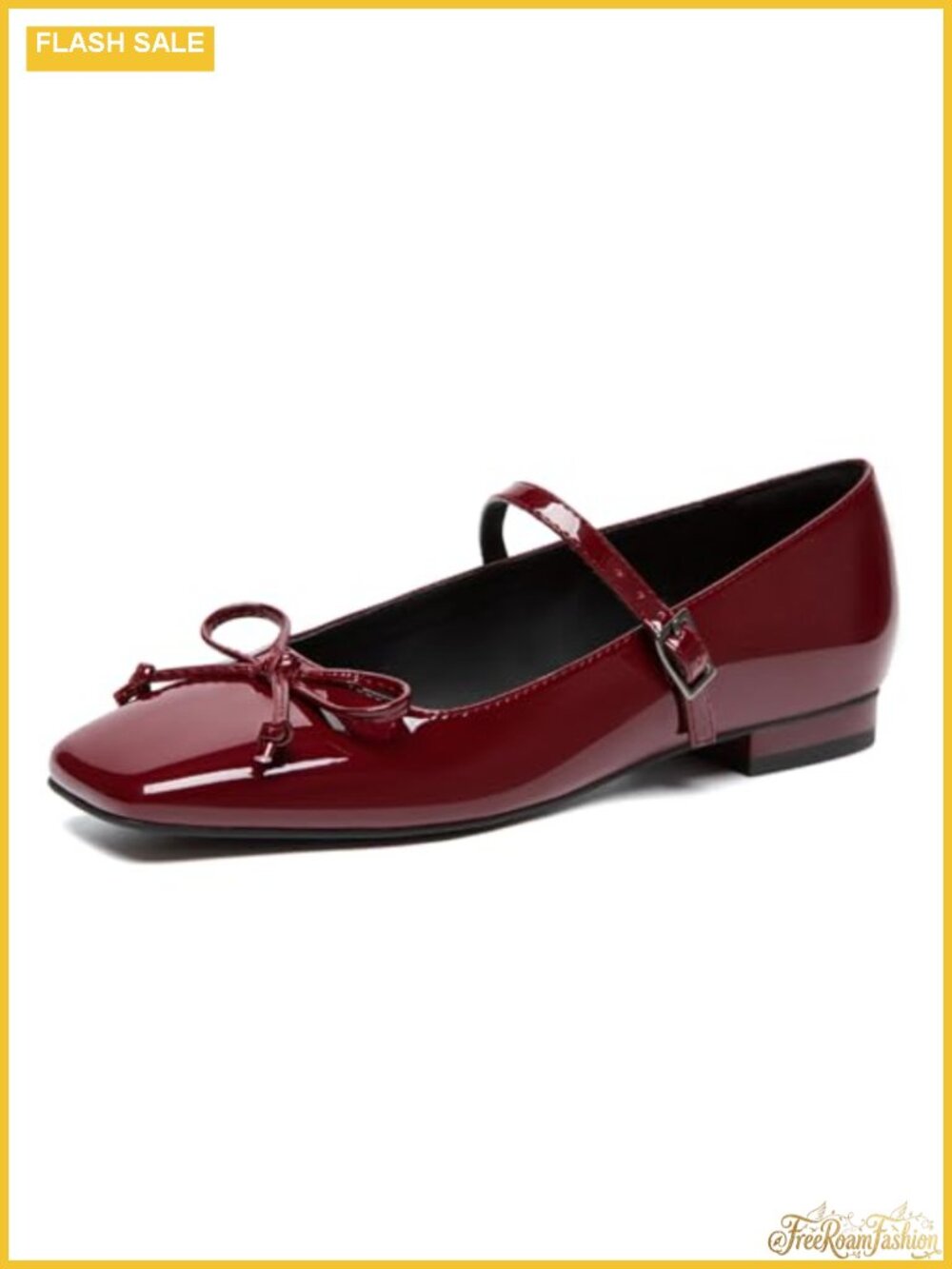 Women's Mary Jane Flats Square Toe Bowknot Ballet Flat Dress Shoes